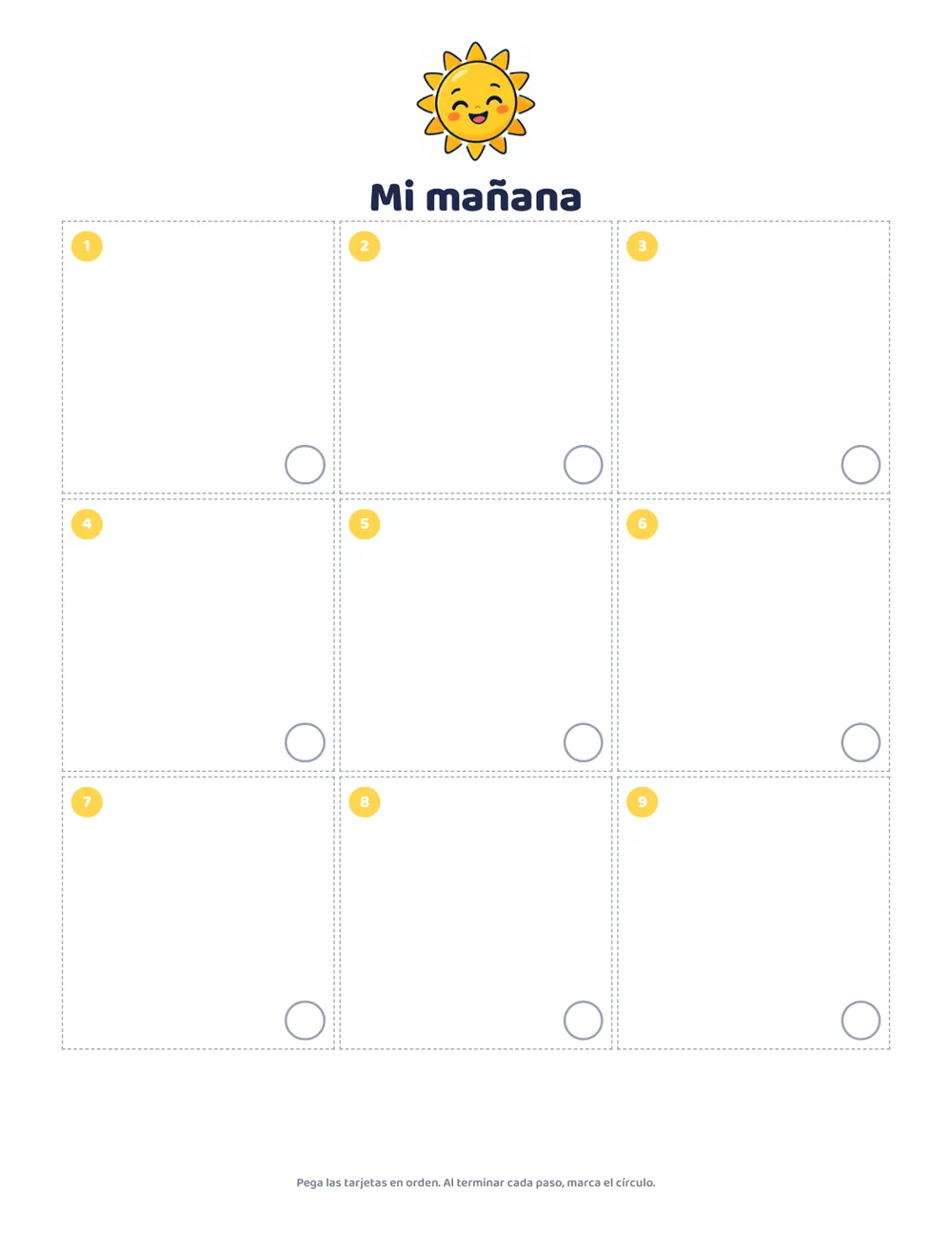 Tablero Mi mañana con espacios numerados