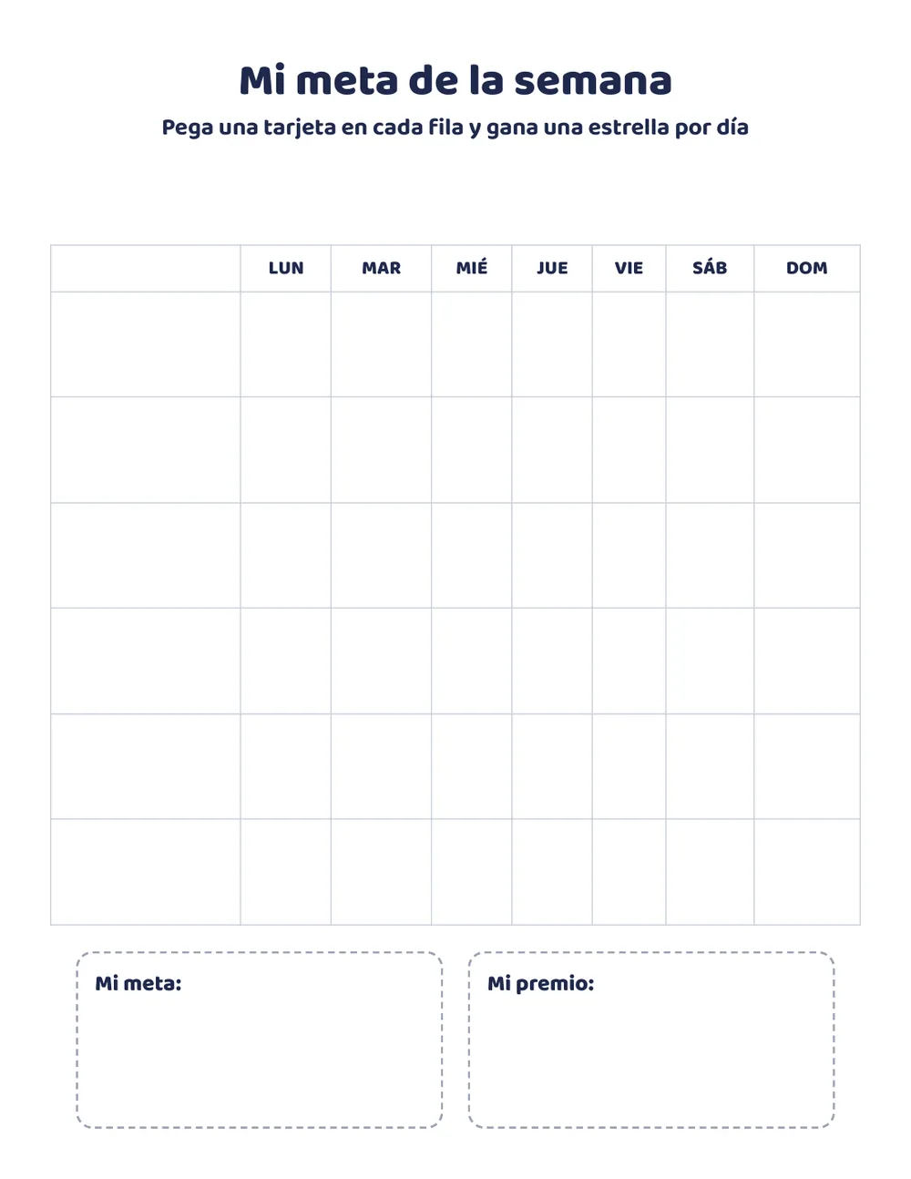 Tabla de estrellas Mi meta de la semana
