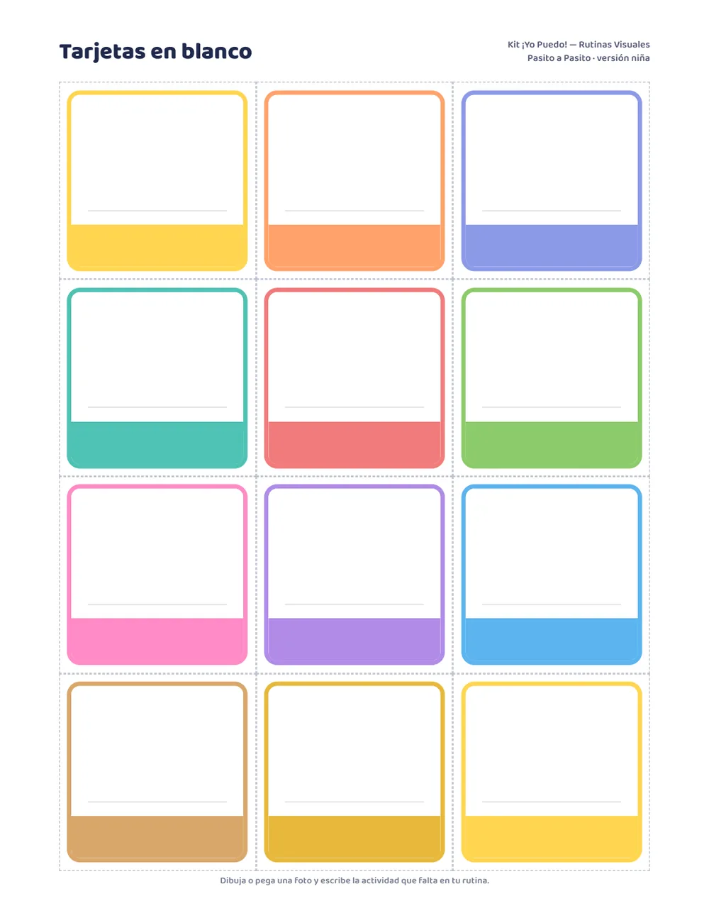 Tarjetas en blanco
